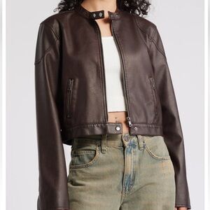 BP. Faux leather jacket Brown